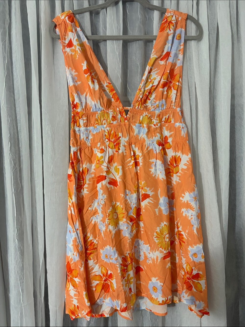 Cupshe Orange Floral V-Neck Mini Dress